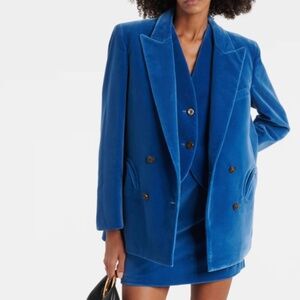 BLAZÉ MILANO Everynight Cotton Velvet Blazer Teal – Size 2 (Med)